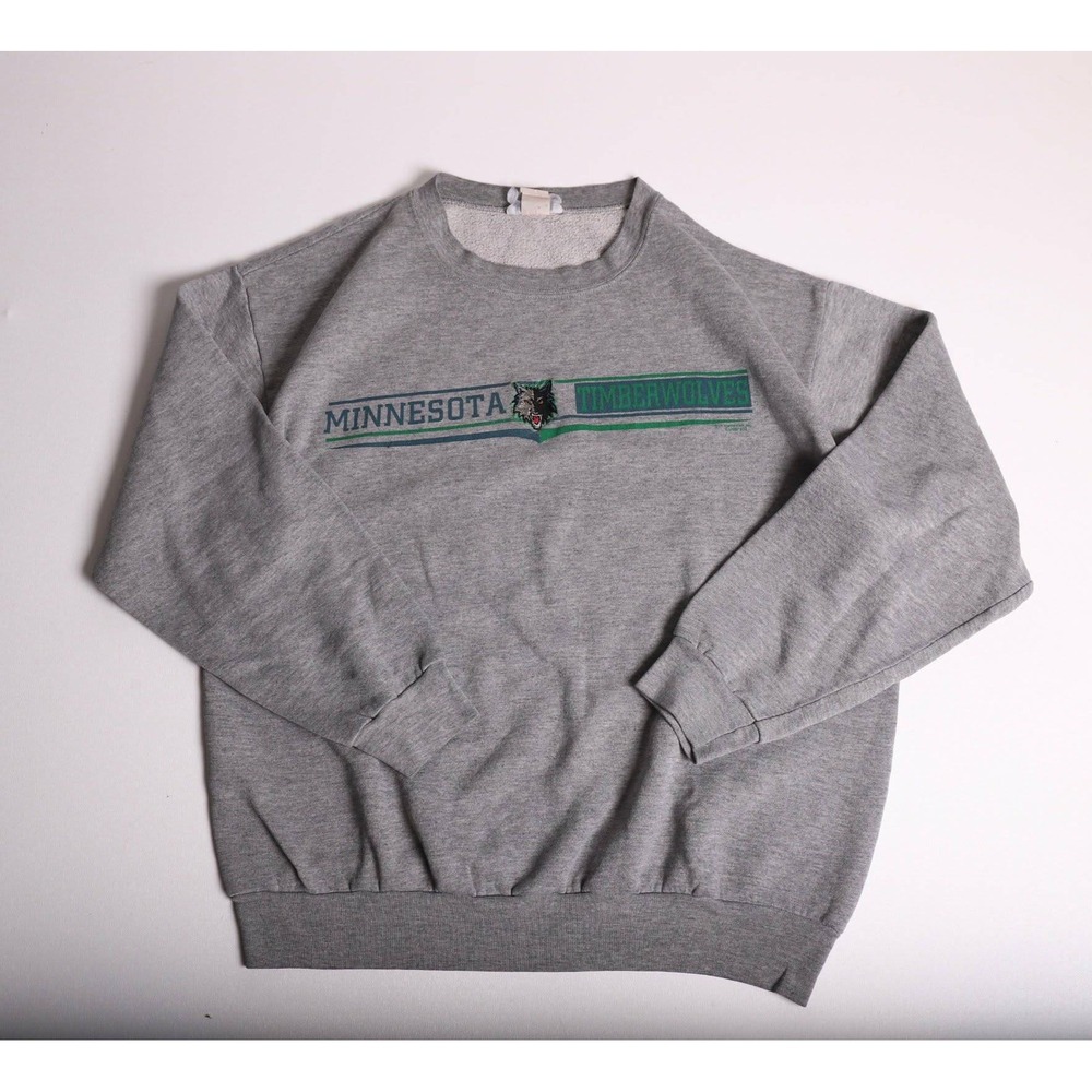 Vintage Nutmeg Mills Minnesota Timberwolves Sweatshirt Gray NBA Crewneck USA L